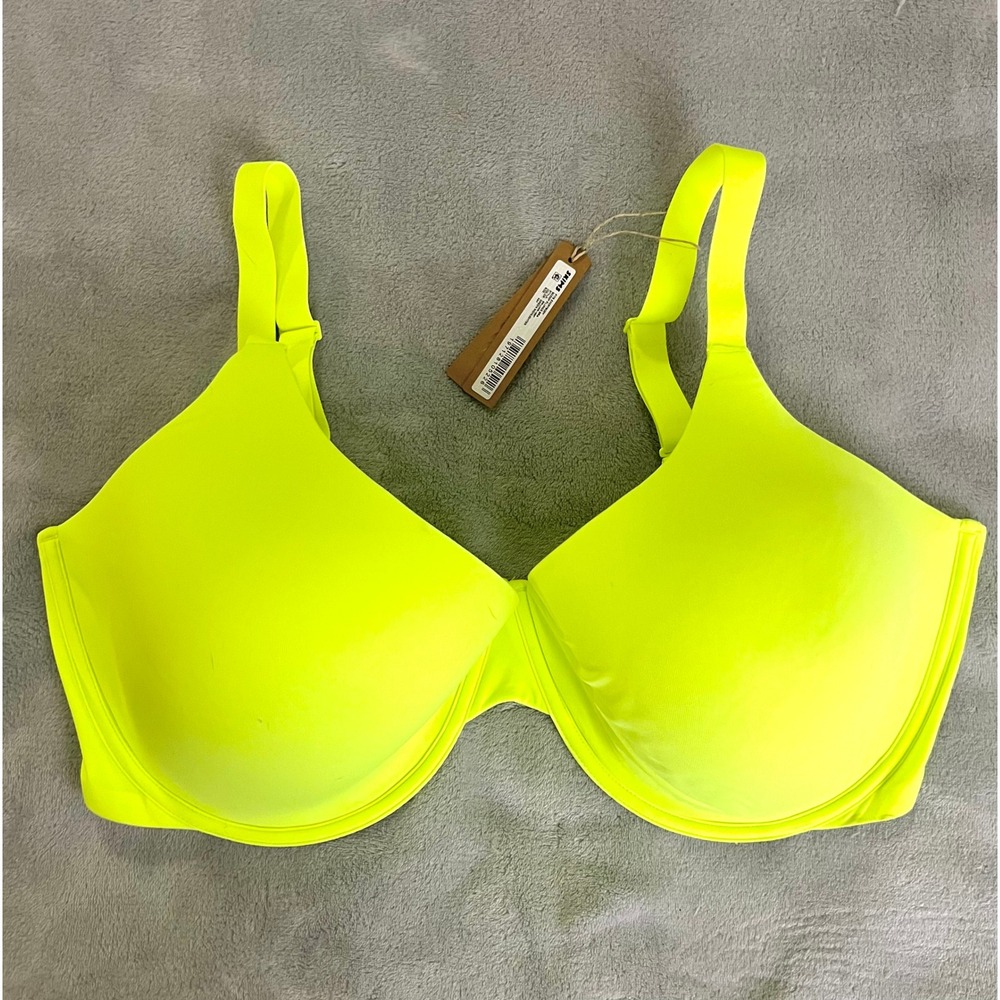 SKIMS 44H Fits Everybody Scoop Plunge Bra Neon Green Highlighter BR-UWR-1997 NEW